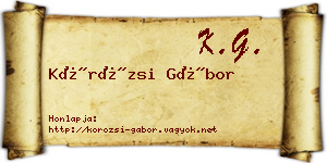 Körözsi Gábor névjegykártya